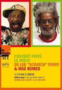 Lee Perry et Max Romeo en concert gratuit demain!