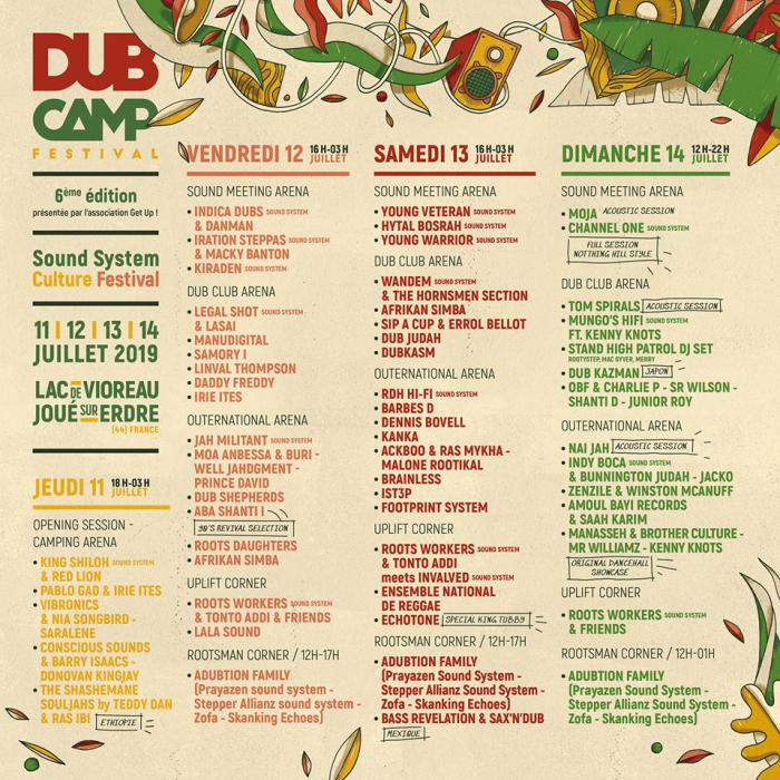 La prog jour par jour du Dub Camp