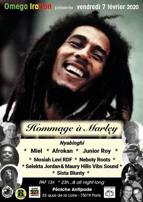 Hommage à Marley le 7 février sur la Péniche Antipode