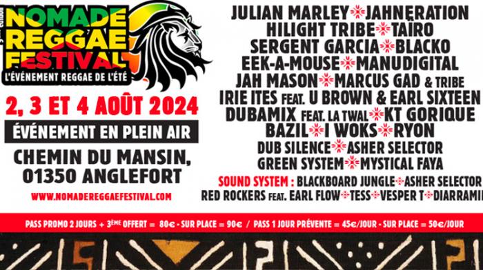 Nomade Reggae Festival les 2, 3 et 4 août à Anglefort